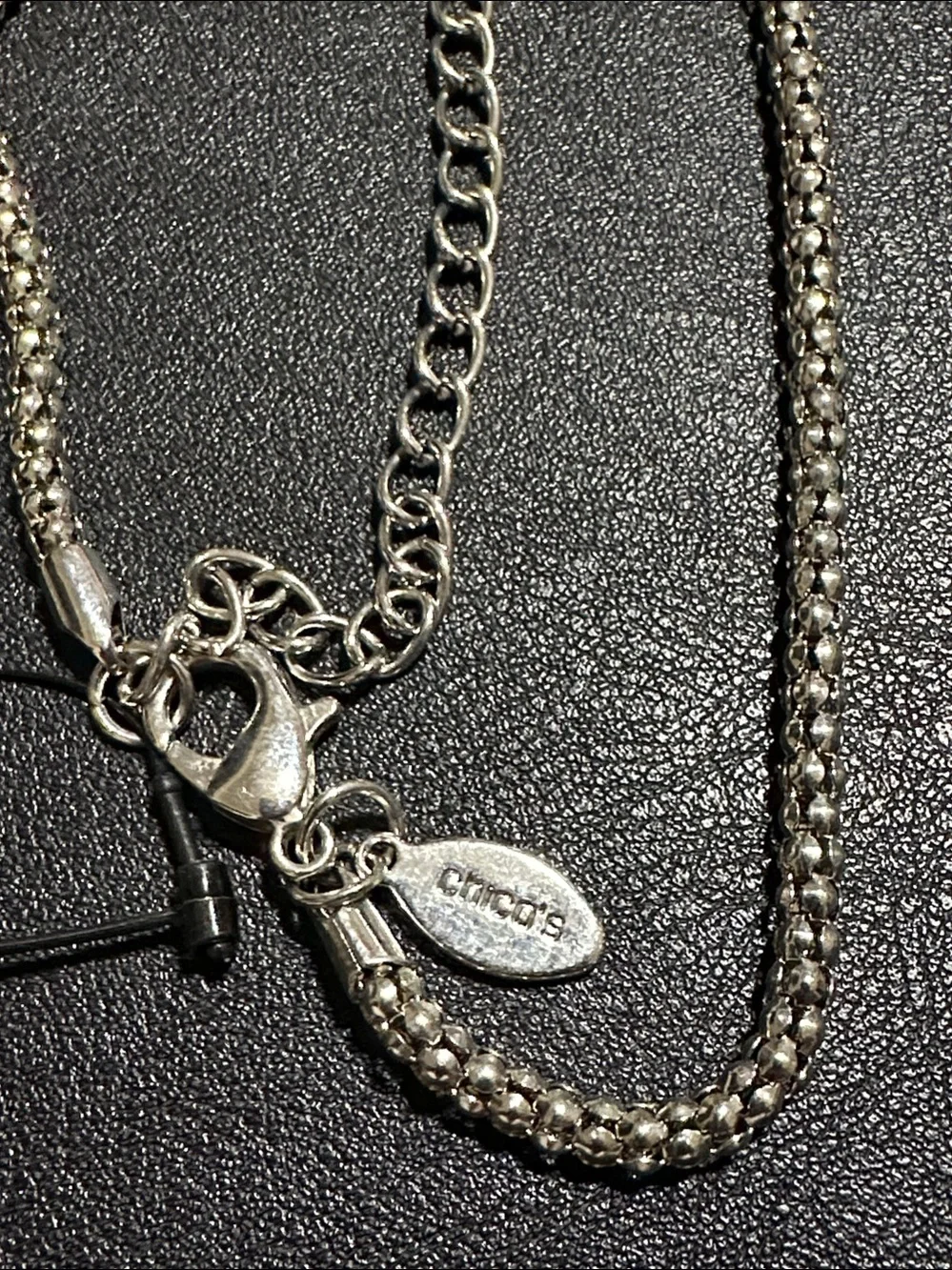 Chico’s Pave’ Crystal Pendant & Drops Silver Tone Y Lariat Necklace
